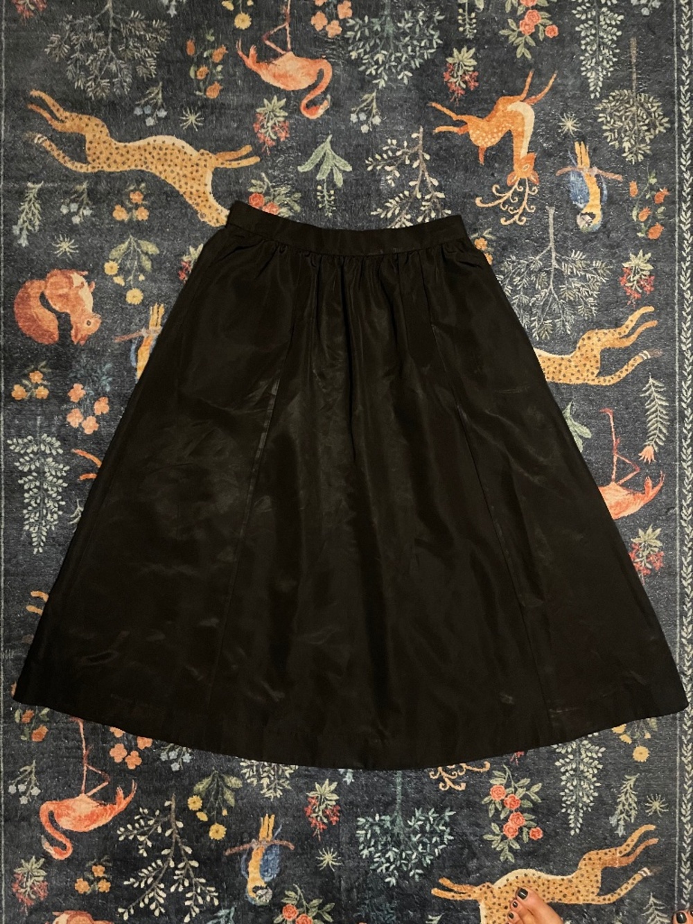 Festive Holiday Taffeta Skirt with Pockets Black Size Large